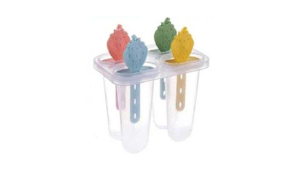 4 adagos műanyag jégkrém készítő forma gyümölcsös pálcikával