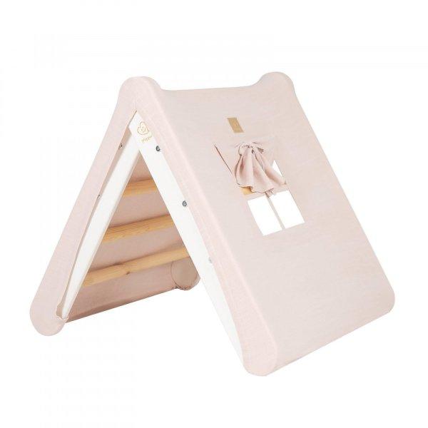 Montessori háromszög létra házikóvá alakítható huzattal - fehér,
rózsaszín