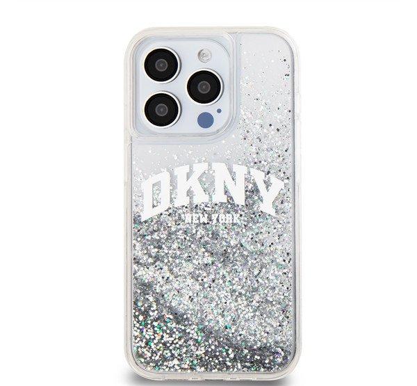 DKNY Liquid Glitter Arch Logo iPhone 14 Pro Max hátlap tok, átlátszó