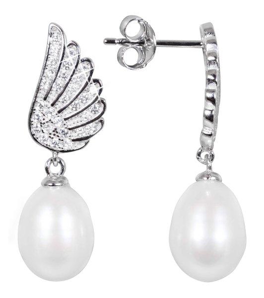 JwL Luxury Pearls Gyöngy fülbevaló fehér igazgyönggyel
és cirkónium kövekkel JL0534