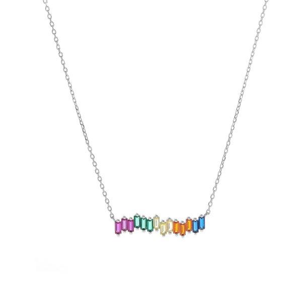 AGAIN Jewelry Gyönyörű ezüst nyaklánc színes
cirkónium kövekkel AJNA0010