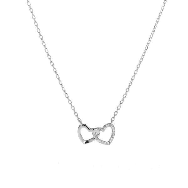 AGAIN Jewelry Ezüst nyaklánc Összekapcsolt szívek AJNA0016