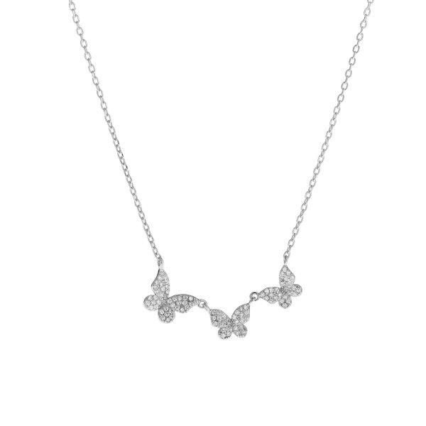 AGAIN Jewelry Gyengéd ezüst nyaklánc pillangókkal AJNA0023