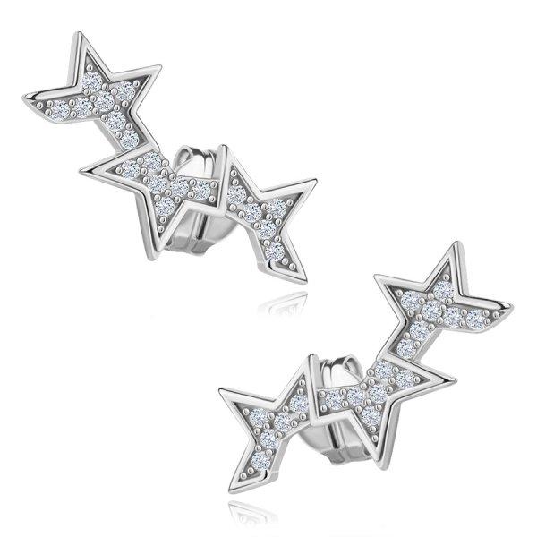 925 ezüst fülbevaló - csillag szegmensek átlátszó cirkóniákkal,
stekkerzár