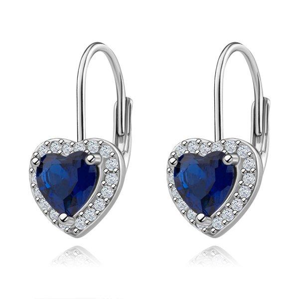 925 ezüst fülbevaló - kék cirkónia szív, átlátszó cirkóniás perem,
patentos zár