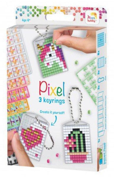Pixel kulcstartókészítő szett 3 kulcstartó alaplappal, 8 színnel,
mintákkal, lányos