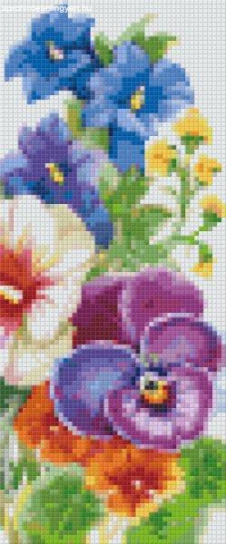 Pixel szett 3 normál alaplappal, színekkel, virágok (803027)