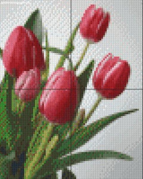 Pixel szett 4 normál alaplappal, színekkel, tulipánok (804015)