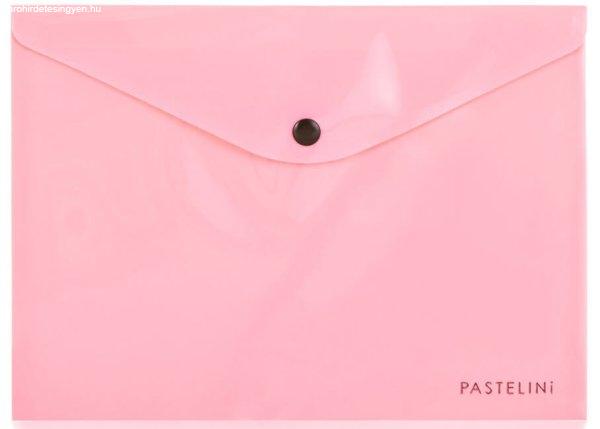 Irattartó tasak A/5, patentos, műanyag, PASTELINI, pasztell rózsaszín