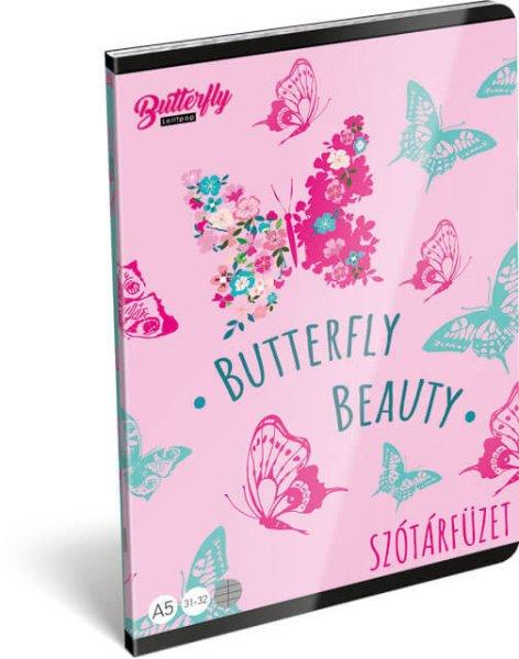 Lollipop Cute Butterfly tűzött füzet A/5, 40 lap szótár, lepkés