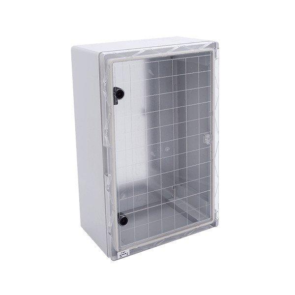 PLASTIC BOARD ABS 280x210x130 TRANSPARENT DOOR