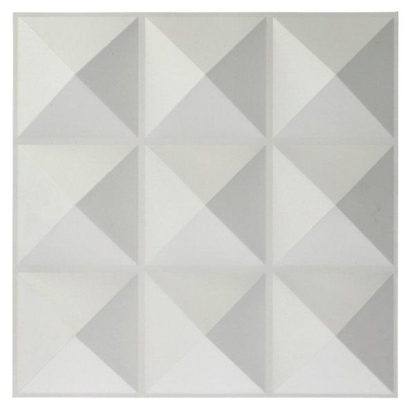 3D műanyag Piramids fehér festhető falburkolat 50x50 cm