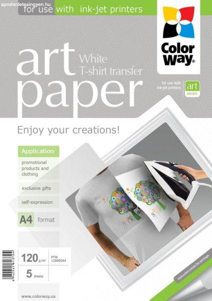 ColorWay Fotópapír, pólóra vasalható (ART T-shirt transfer, white), 120
g/m2, A4, 5 lap