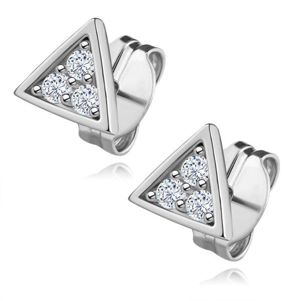 925 ezüst fülbevaló - kerek cirkóniákkal díszített háromszög