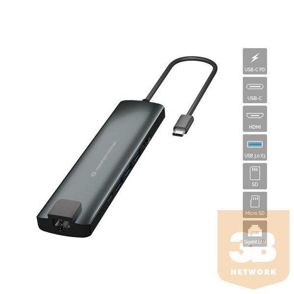 Conceptronic Notebook Dokkoló - DONN06G (Bemenet: USB-C, Kimenet: HDMI+USB-C
PD:60W+USB-A+SD/TF+RJ-45, fekete)