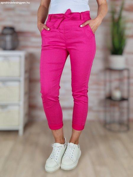 Megkötős, gumis és magas derekú, pink nadrág S-XL-ig
