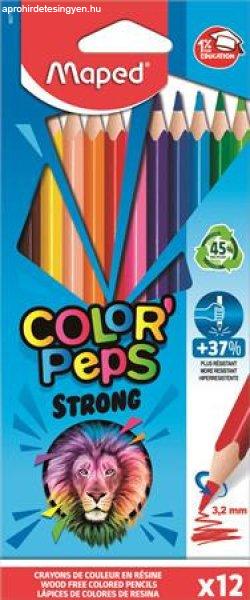 Színes ceruza készlet, háromszögletű, MAPED "Color'Peps
Strong", 12 különböző szín