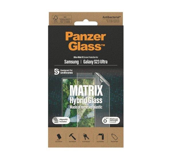 PANZERGLASS MATRIX képernyővédő fólia (3D full cover, íves, karcálló, 9H
+ felhelyezést segítő keret) ÁTLÁTSZÓ Samsung Galaxy S23 Ultra (SM-S918)