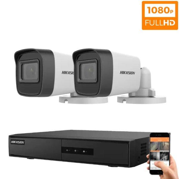 Hikvision 2 biztonsági kamerás IP kamera rendszer 2MP Full HD