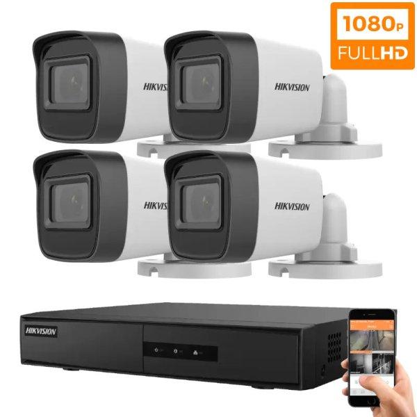 Hikvision 4 biztonsági kamerás IP kamera rendszer 2MP Full HD