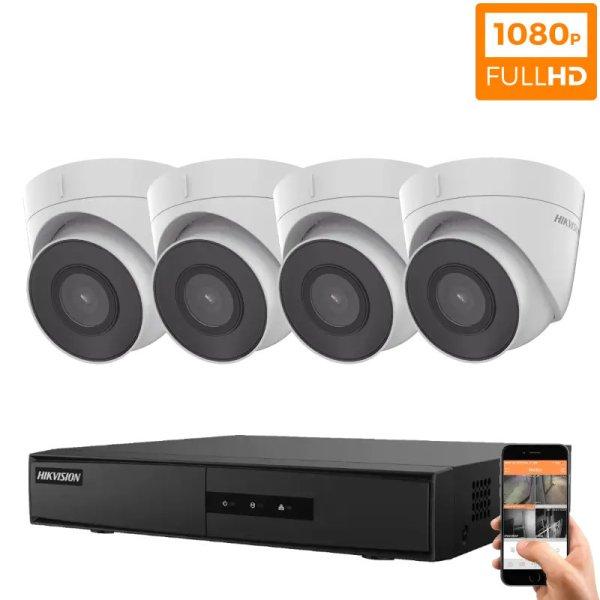 Hikvision 4 dome biztonsági kamerás IP kamera rendszer 2MP Full HD