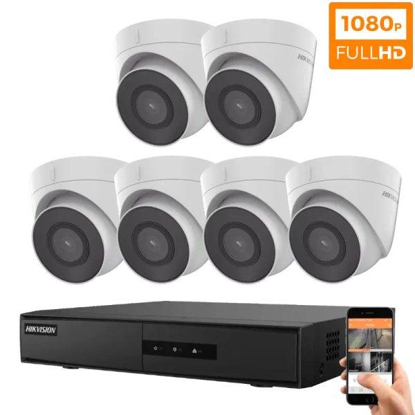 Hikvision 6 dome biztonsági kamerás IP kamera rendszer 2MP Full HD