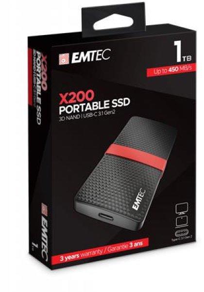 SSD (külső memória), 1TB, USB 3.2, 420/450 MB/s, EMTEC "X200"