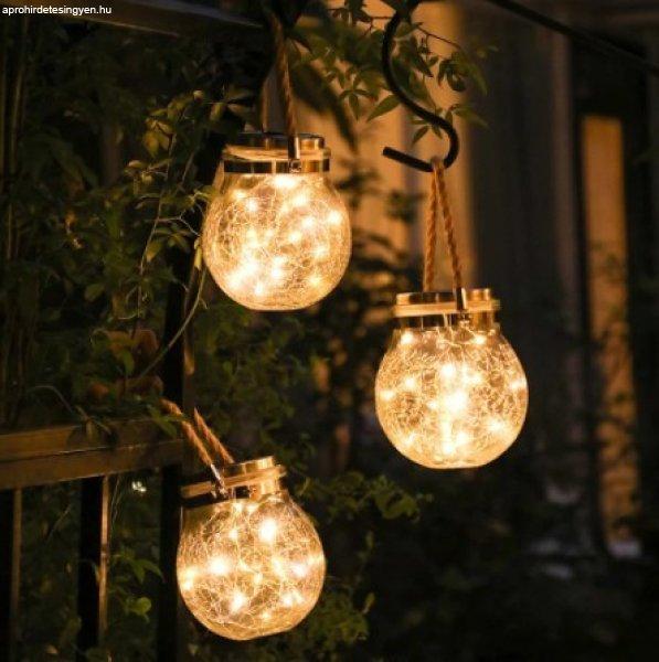 Napelemes kerti lámpa 30 LED-del és függesztővel