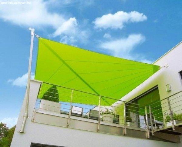 Zöld színű négyzet alakú napvitorla - kerti árnyékoló - UV védelem - 3
méteres oldalméret