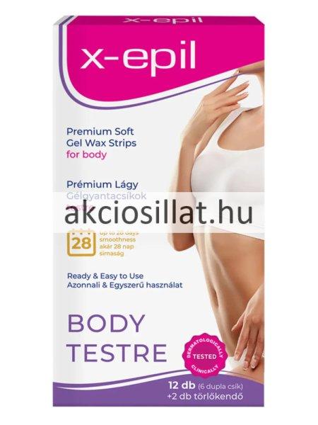 X-Epil Prémium Lágy Gélgyantacsíkok érzékeny bőrre TESTRE 12 db