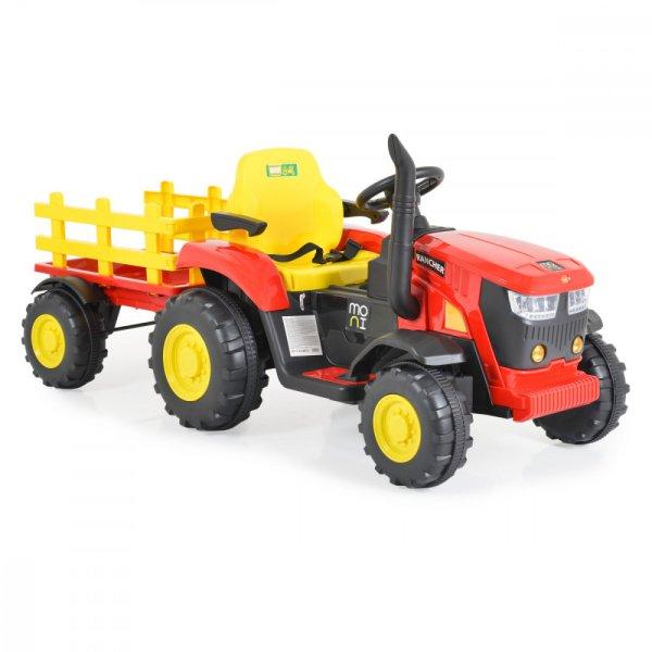 Moni Rancher elektromos traktor utánfutóval - Piros/sárga