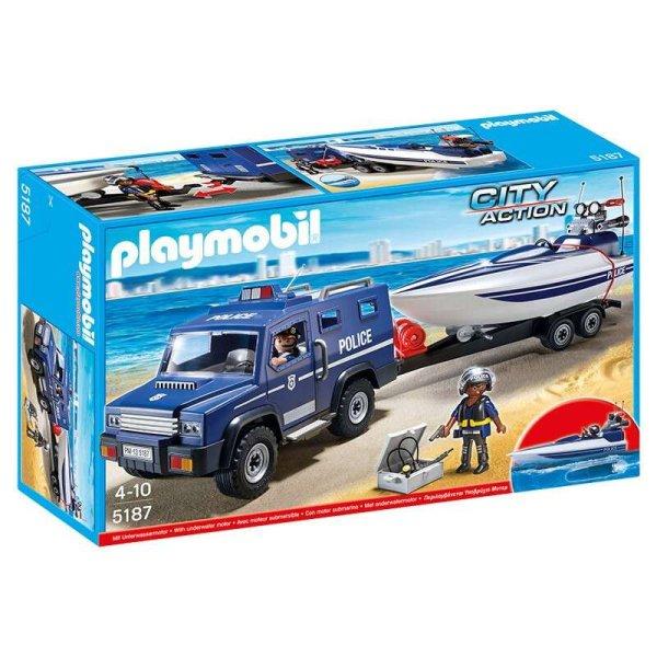 Playmobil Rendőr terepjáró motorcsónakkal 5187