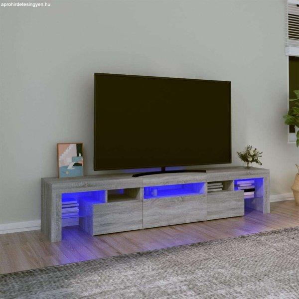 vidaXL szürke sonoma színű TV-szekrény LED-lámpákkal 200x36,5x40 cm