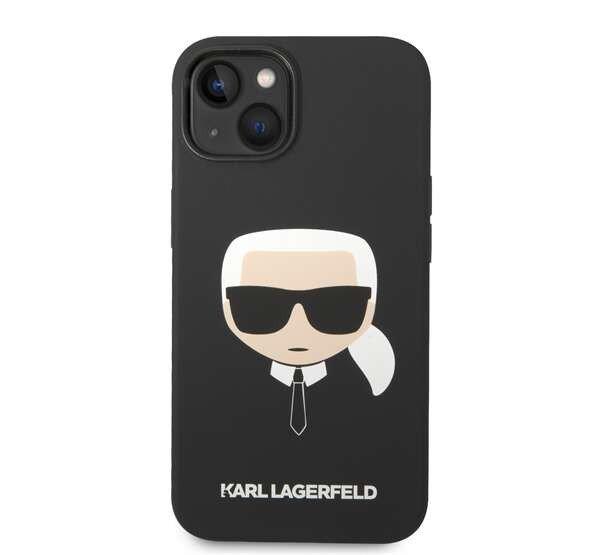 Karl Lagerfeld Head Liquid Apple iPhone 14 szilikon fekete hátlap tok