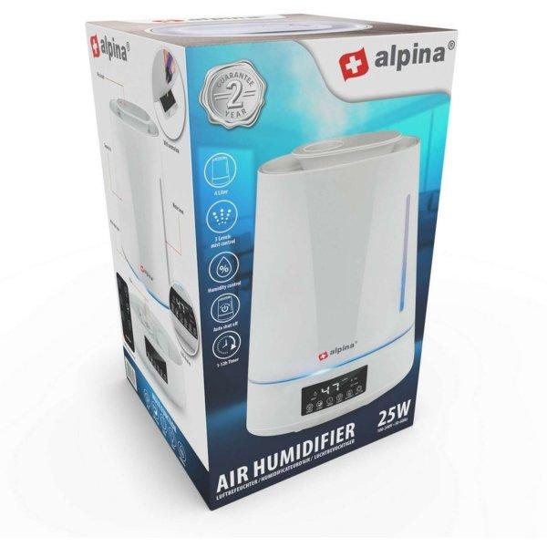 ALPINA Légpárásító 4L, LED fény, digitális, távirányító, fehér