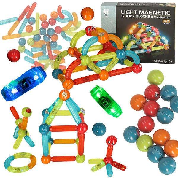 Világító mágneses blokkok kisgyermekeknek 52 elem