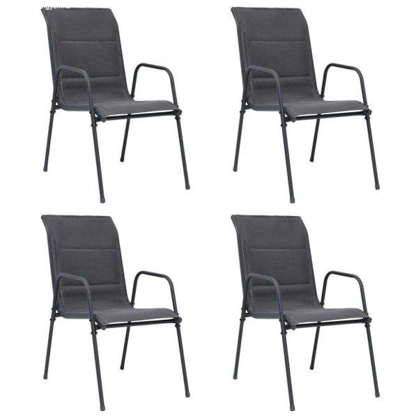 vidaXL 4 db antracitszürke rakásolható acél és textilén kerti szék