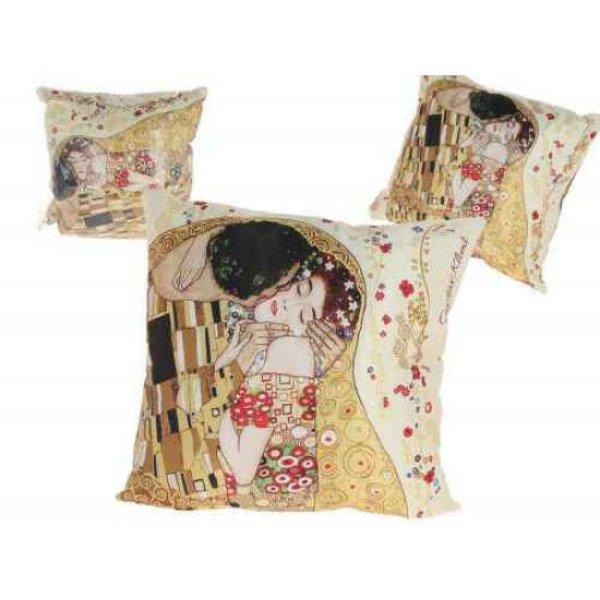 H.C.023-8001 Párna 45x45cm,polyester, Klimt:Tha Kiss, krém