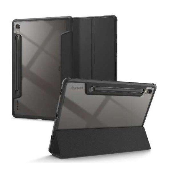 SPIGEN ULTRA HYBRID PRO tok álló, bőr hatású (FLIP, oldalra nyíló,
TRIFOLD, asztali tartó, ceruza tartó) FEKETE [Samsung Galaxy Tab S9 Plus LTE ]
(ACS07076)