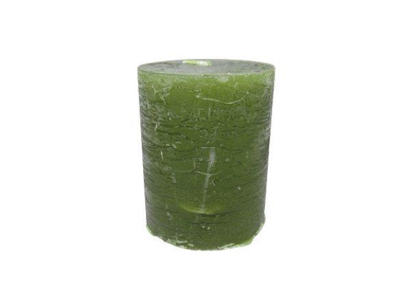 Gyertya rusztikus adventi oliva zöld színű 6 cm X 7 cm, 4db/csomag