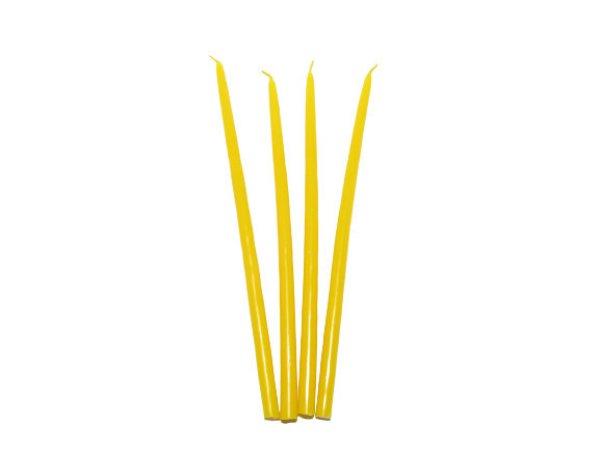 Gyertya szálas hosszú ceruza citromsárga 26 cm X 1 cm, 8 db/csomag