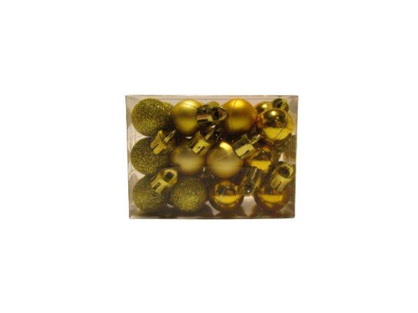 Karácsonyfadísz mini gömb arany 2 cm, 24db/csomag