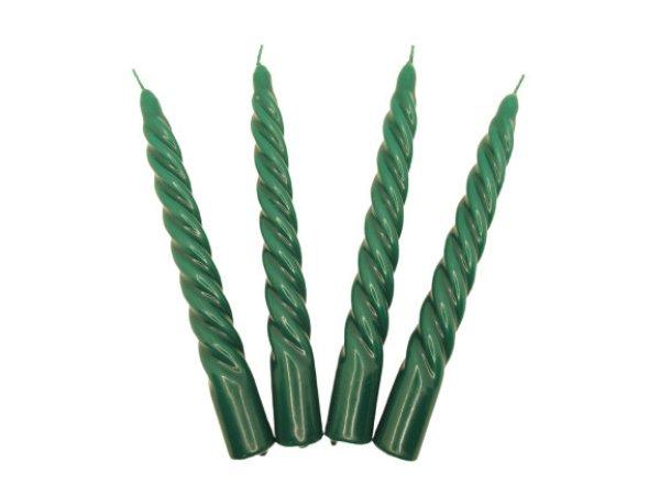 Gyertya nagy csavart zöld 20 cm x 2 cm, 4 db/csomag