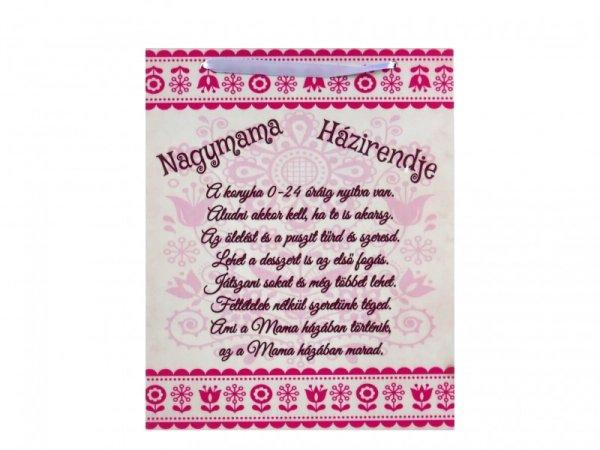 Fatábla Nagymama Házirendje 21x26cm