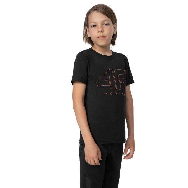 4F JUNIOR-TSHIRT FNK  M166-20S-DEEP BLACK Fekete 146/152