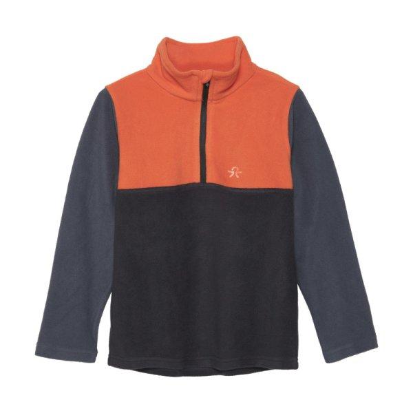 COLOR KIDS-Fleece Pulli - Colorblock, orange