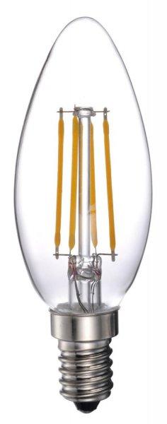 LED gyertya égő Filament 4W E14 MelegFehér/2700 K, 430 lumen átlátszó
búra 2év garancia