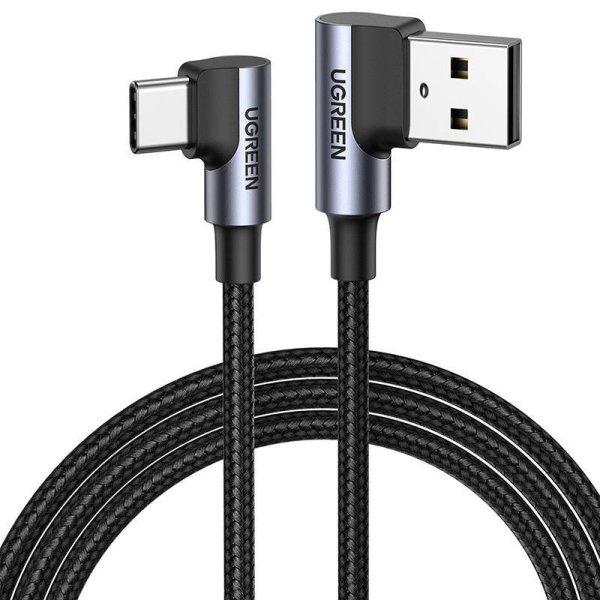 USB-C to USB-A 2.0 Angled kábel UGREEN US176, 3A, 3m (fekete)