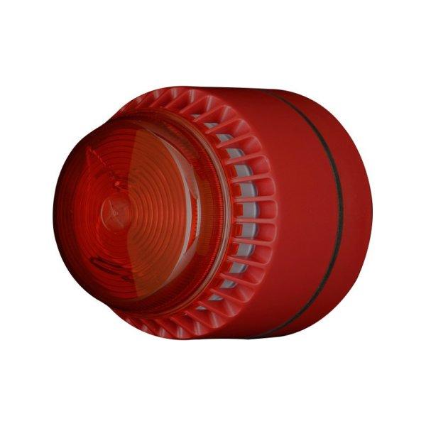 Fulleon FL/SV/RL/R/S Flashni hang- és fényjelző, piros fény, piros burkolat,
alacsony aljzat, 24 VDC