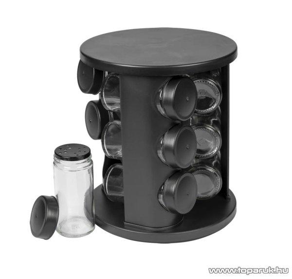 Ernesto GR-13045 Elegant forgó fűszertartó készlet, 9 db 85 ml-es,
szórófejes fűszer tároló üveggel, tartóval, 10 részes, fekete
